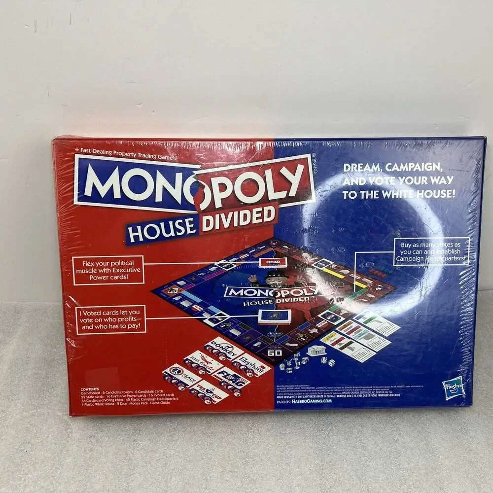 SEALED Monopoly House Divided Board Game New Sealed Political Red & Blue 2019